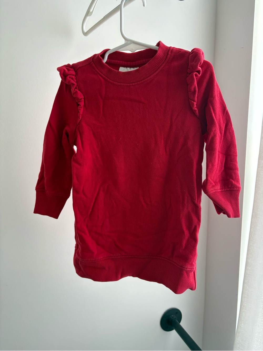 Hanna Andersson Red Ruffle Shoulder Sweatshirt Dress